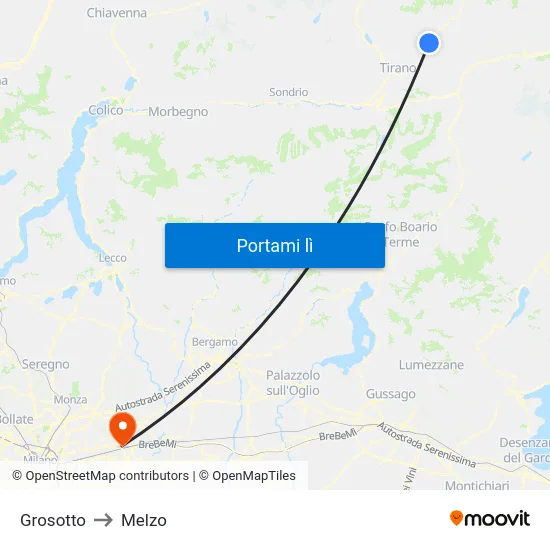Grosotto to Melzo map