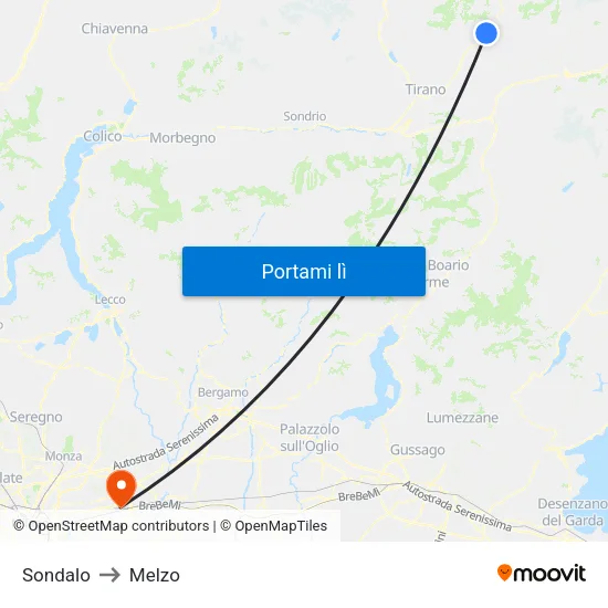 Sondalo to Melzo map