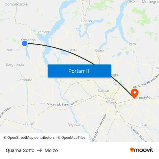 Quarna Sotto to Melzo map