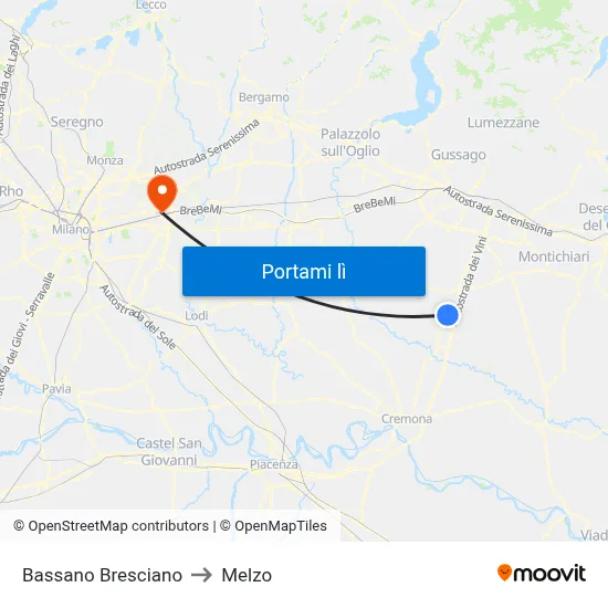 Bassano Bresciano to Melzo map