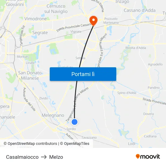 Casalmaiocco to Melzo map