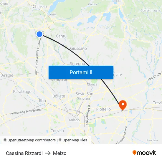 Cassina Rizzardi to Melzo map