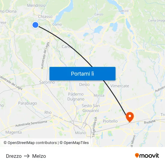Drezzo to Melzo map