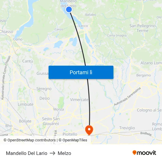 Mandello Del Lario to Melzo map