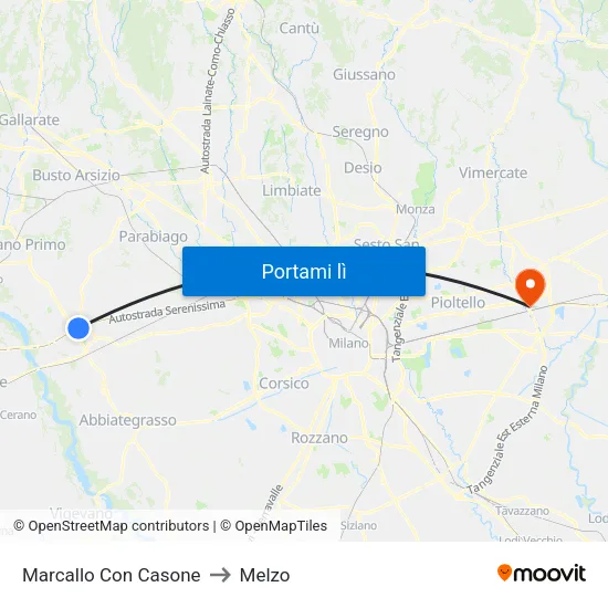 Marcallo Con Casone to Melzo map