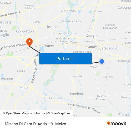 Misano Di Gera D' Adda to Melzo map