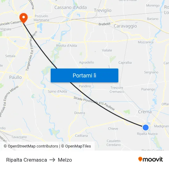 Ripalta Cremasca to Melzo map