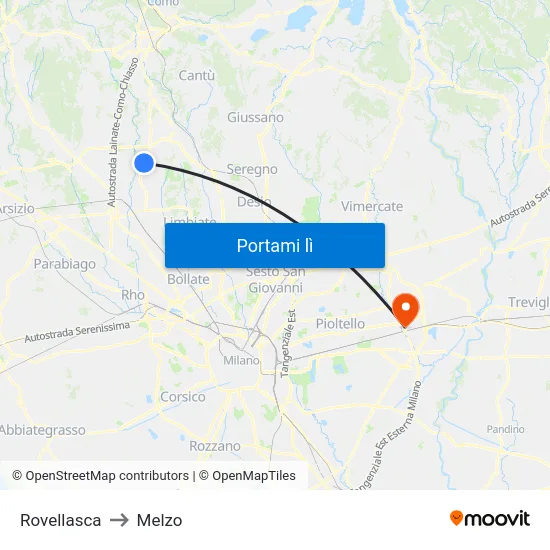 Rovellasca to Melzo map