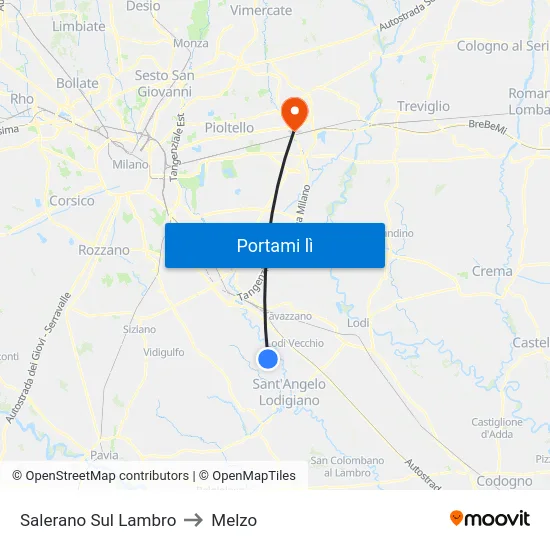 Salerano Sul Lambro to Melzo map