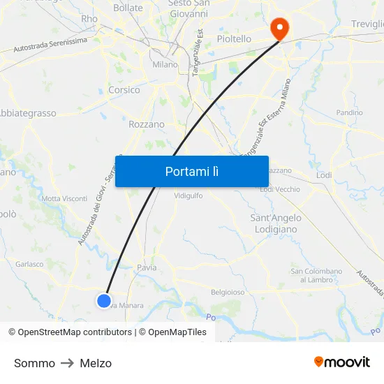 Sommo to Melzo map