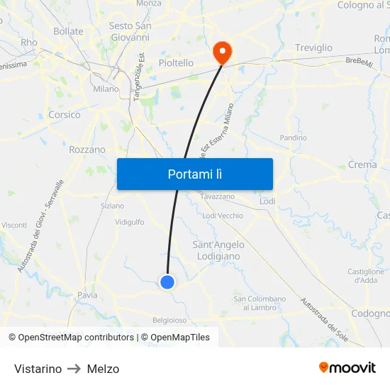 Vistarino to Melzo map