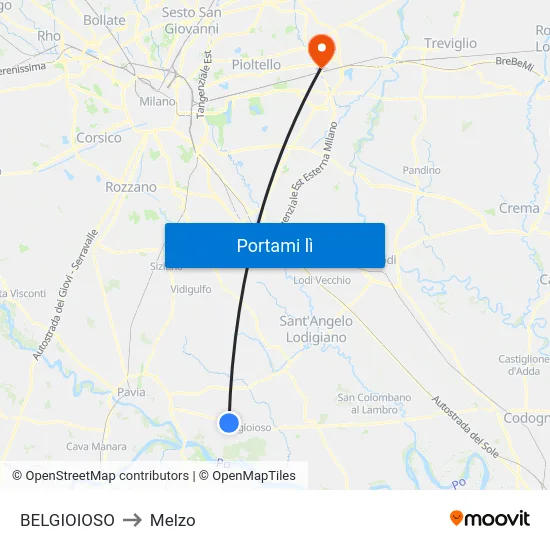 BELGIOIOSO to Melzo map