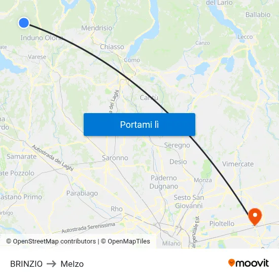 BRINZIO to Melzo map