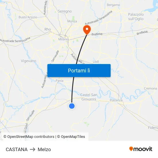 CASTANA to Melzo map