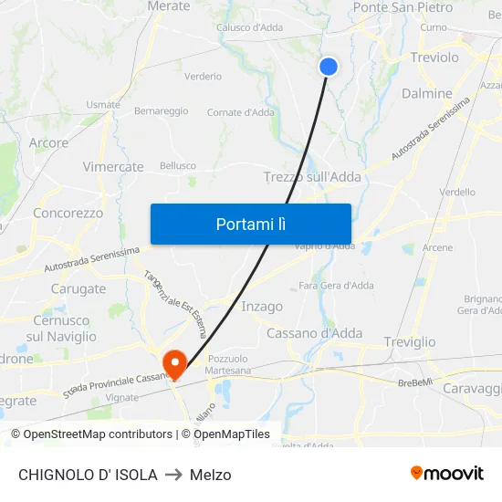 CHIGNOLO D' ISOLA to Melzo map