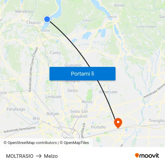 MOLTRASIO to Melzo map