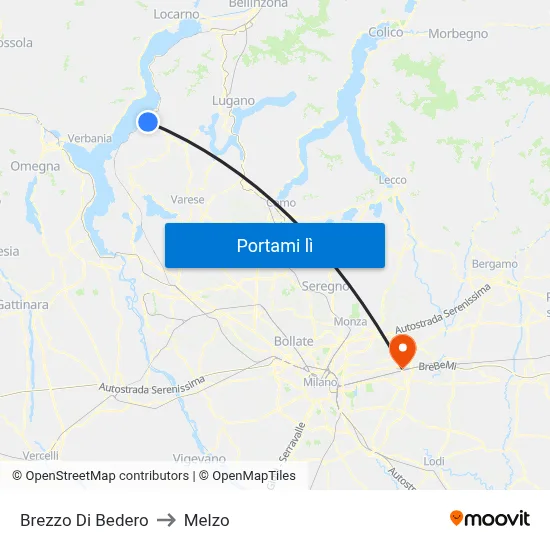 Brezzo Di Bedero to Melzo map