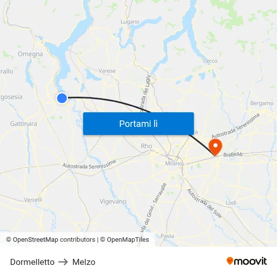 Dormelletto to Melzo map