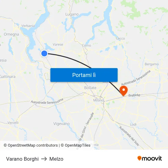 Varano Borghi to Melzo map