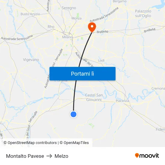 Montalto Pavese to Melzo map