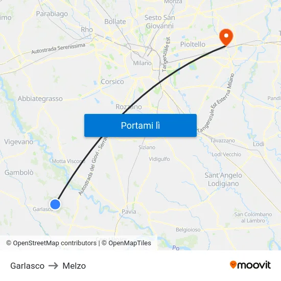 Garlasco to Melzo map