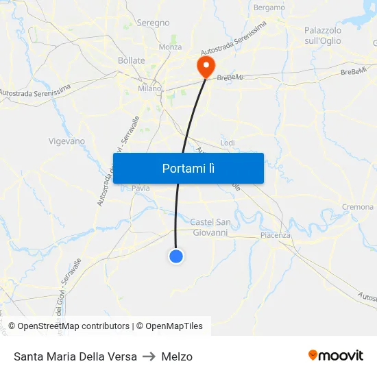 Santa Maria Della Versa to Melzo map