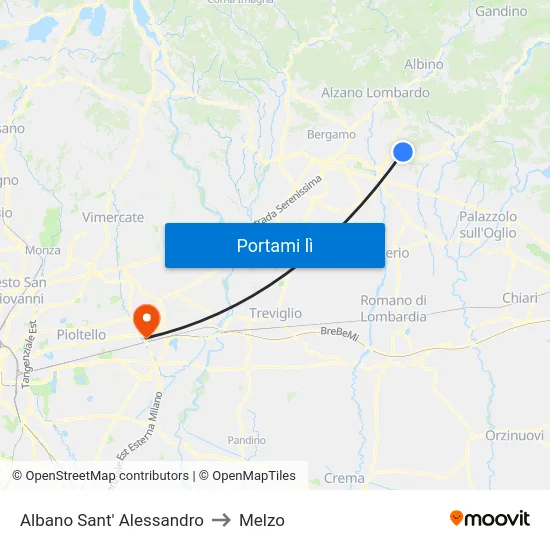 Albano Sant' Alessandro to Melzo map