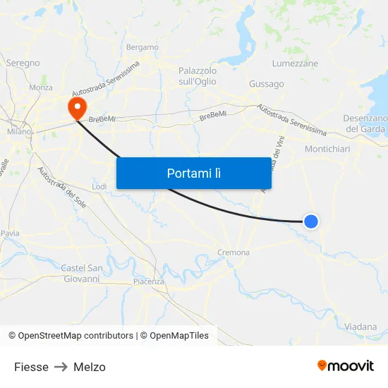 Fiesse to Melzo map