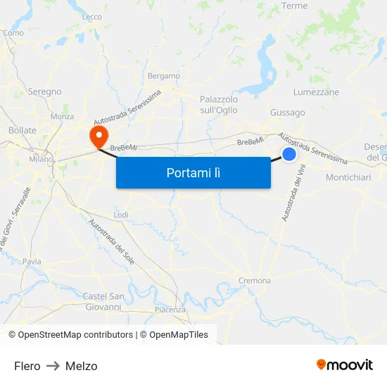 Flero to Melzo map