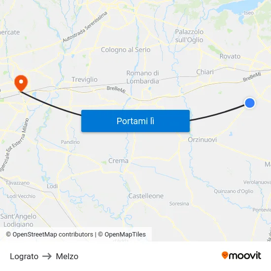 Lograto to Melzo map