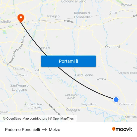 Paderno Ponchielli to Melzo map