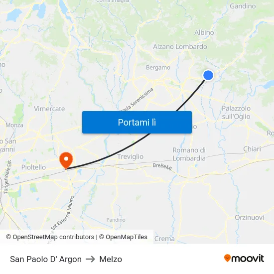San Paolo D' Argon to Melzo map