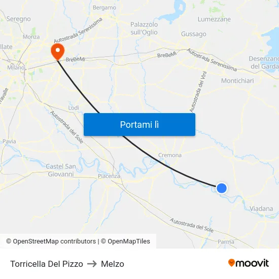 Torricella Del Pizzo to Melzo map