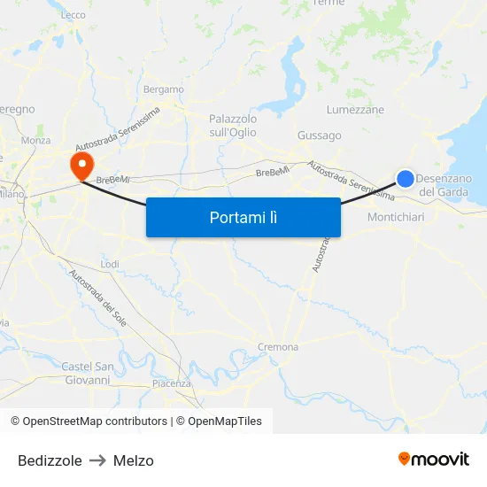 Bedizzole to Melzo map