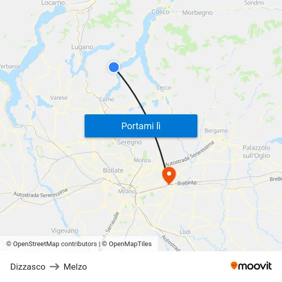 Dizzasco to Melzo map