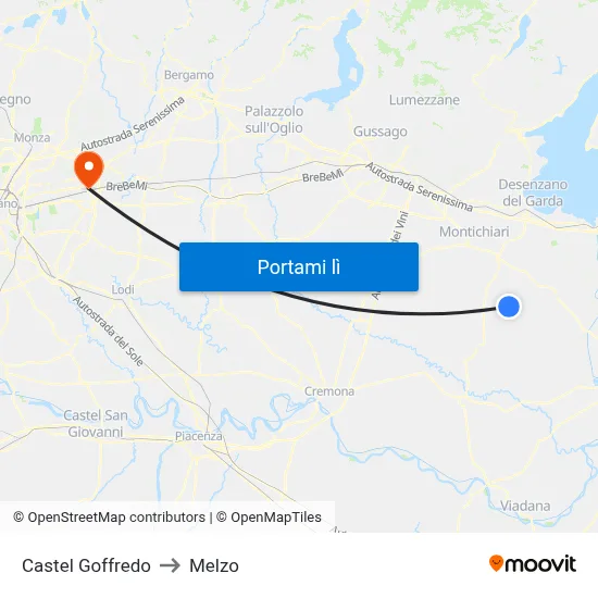 Castel Goffredo to Melzo map