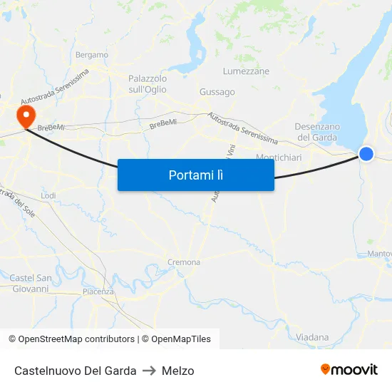 Castelnuovo Del Garda to Melzo map