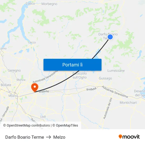 Darfo Boario Terme to Melzo map