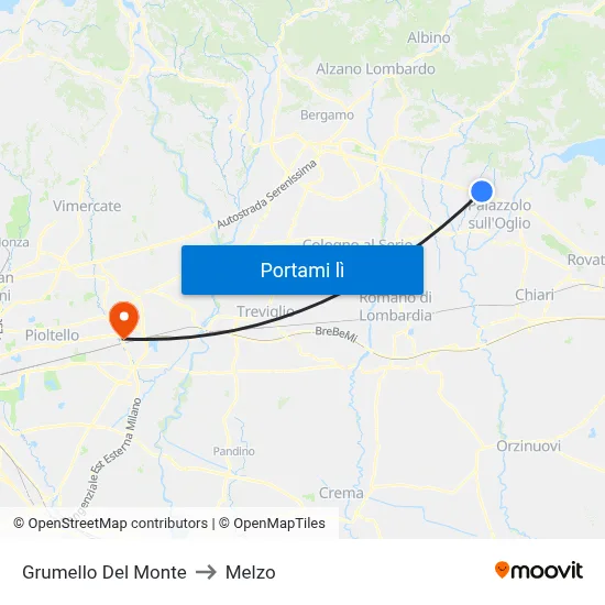 Grumello Del Monte to Melzo map