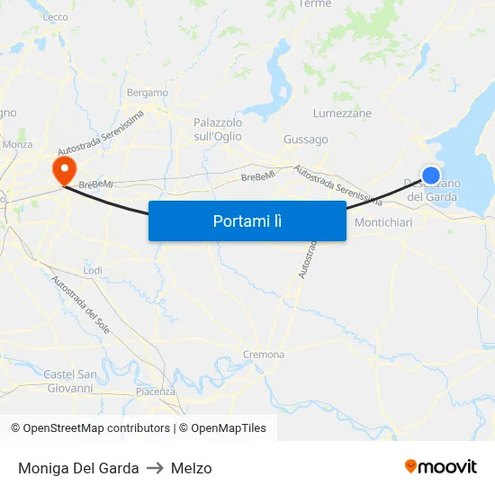 Moniga Del Garda to Melzo map