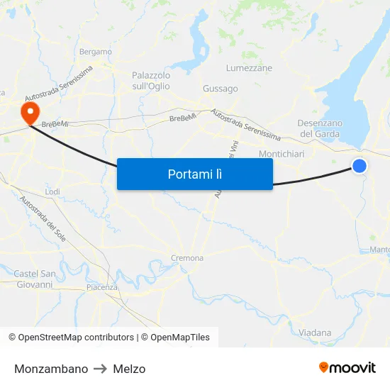 Monzambano to Melzo map