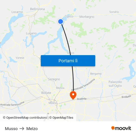Musso to Melzo map