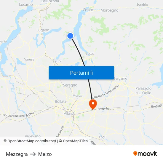 Mezzegra to Melzo map