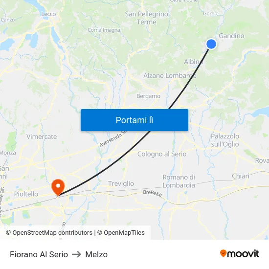 Fiorano Al Serio to Melzo map