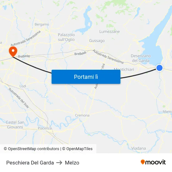 Peschiera Del Garda to Melzo map