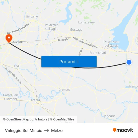Valeggio Sul Mincio to Melzo map