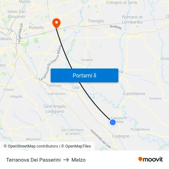 Terranova Dei Passerini to Melzo map
