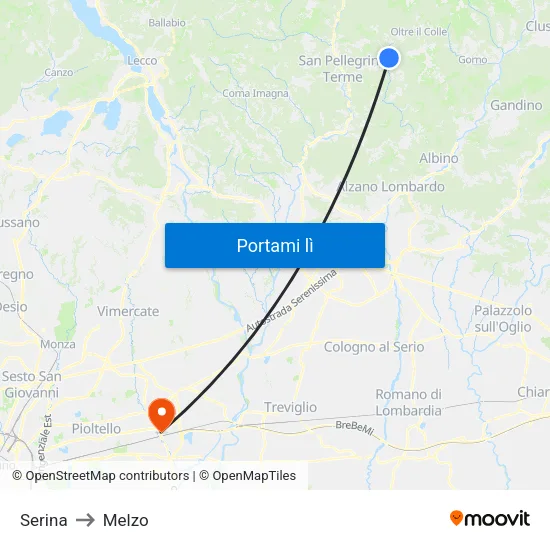 Serina to Melzo map
