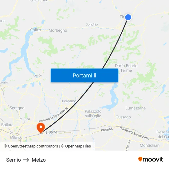 Sernio to Melzo map