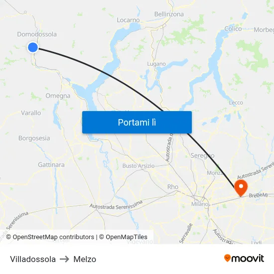 Villadossola to Melzo map